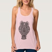 Inspired Hand Drawn Ornate Owl Tank Top