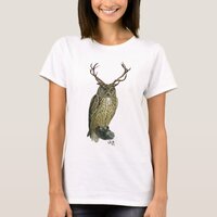 Owl with Antlers plain 2 T-Shirt