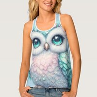 Owl Huge Eyes Blue Women's Tank Top