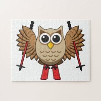 Cute Owl Skiing Cartoon Jigsaw Puzzle