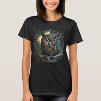 Cybernetic Owl Nature vs Technology Steampunk T-Shirt