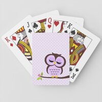 Cute Purple Owl Playing Cards