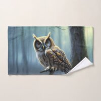 Owl in the forest at night hand towel 