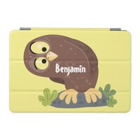 Cute curious funny brown owl cartoon illustration iPad mini cover