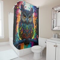 Psychedelic Fantasy Hippy Owl Shower Curtain