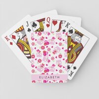 Pattern Of Owls, Cute Owls, Pink Owls, Your Name Poker Cards