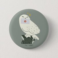 Hedwig With Letter Whimsical Drawing Button