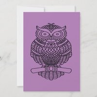 Owl (single purple) - Greeting Card