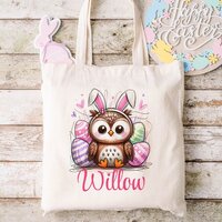Easter Kids Name Girls Bunny Owl Tote Bag