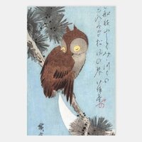 Hiroshige - Horned Owl, Pine, and Crescent Moon Wrapping Paper Sheets