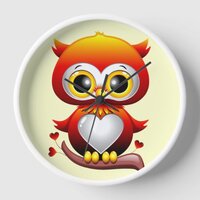 Baby Owl Love Heart Cartoon  Clock