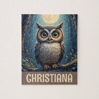 Personalized Cute Whimsical Night Owl Jigsaw Puzzle