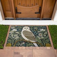 White owl art nouveau style doormat