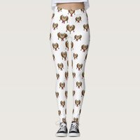 Cute Owl Skiing Cartoon Leggings