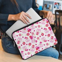 Pattern Of Owls, Cute Owls, Pink Owls, Hearts Laptop Sleeve