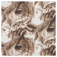 Watercolor art owl face fabric