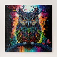 Psychedelic Fantasy Hippy Owl Jigsaw Puzzle