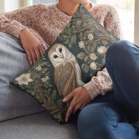 Beautiful Barn Owl William Morris Inspired Accent Pillow