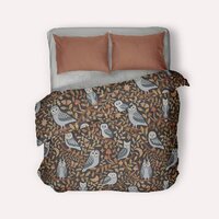 Nocturnal birds of prey illustration - owl pattern duvet cover
