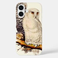 Vintage Snowy Owl Drawing iPhone 16 Case