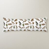 Vintage Owl Watercolor Forest Pattern Body Pillow