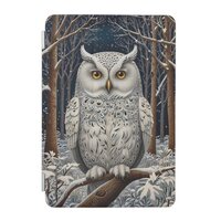 Elegant boho white owl woodland winter forest iPad mini cover