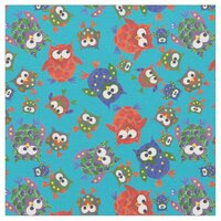 Cute Owls on Turquoise Fabric to Customize