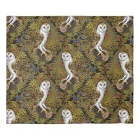 Owls, ferns, oak and berries 2 duvet cover