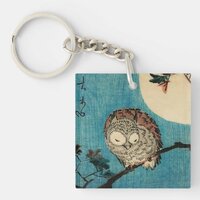 Utagawa Hiroshige - Horned Owl on Maple Branch Keychain