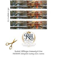 Decoupage Winter Owls Branch Sawblade  Wrapping Paper Sheets