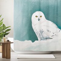 Snowy Owl Arctic Winter Sky Snow Teal Shower Curtain