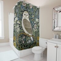 White owl art nouveau style shower curtain