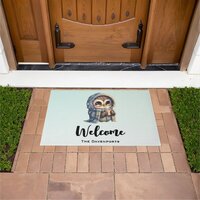 Cute Owl Holding a Coffee Doormat