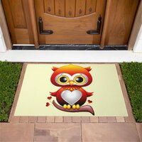 Baby Owl Love Heart Cartoon  Doormat