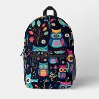 Colorful owl pattern Printed Backpack
