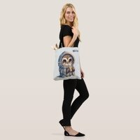 Cute Big-Eyed Owl Holding a Coffee Tote Bag