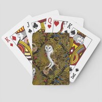 Owls, ferns, oak and berries 2 poker cards