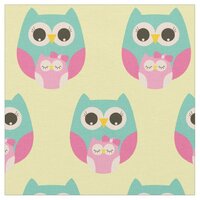 Sleepy Baby Girl Owls Cute Nursery Decor Fabric