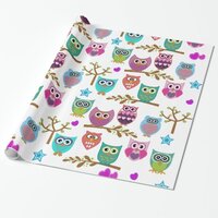 cute owls wrapping paper