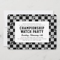 Black Football Check Championship Game Watch Party Invitation