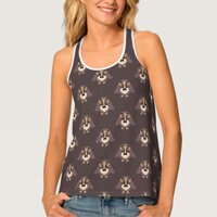 Customize Cute Brown owl with Mustache pattern Tank Top