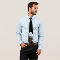 Majestic winter snowy owl neck tie