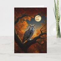 Great Horned Owl in Autumn Card