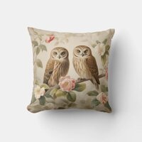 Shabby Chic Elegant Owls Throw Pillow