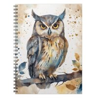 Watercolor Owl Notebook