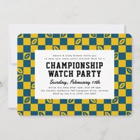 Football Check Championship Game Watch Party Invitation