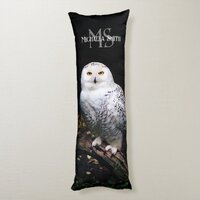 Majestic winter snowy owl monogram custom name body pillow