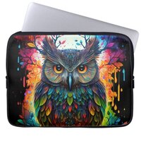 Psychedelic Fantasy Hippy Owl Laptop Sleeve