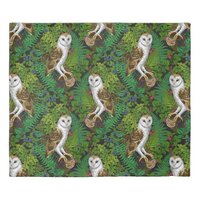 Owls, ferns, oak and berries duvet cover
