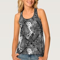 Owls, ferns, oak and berries 4 tank top